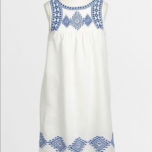 J crew white linen embroidered dress